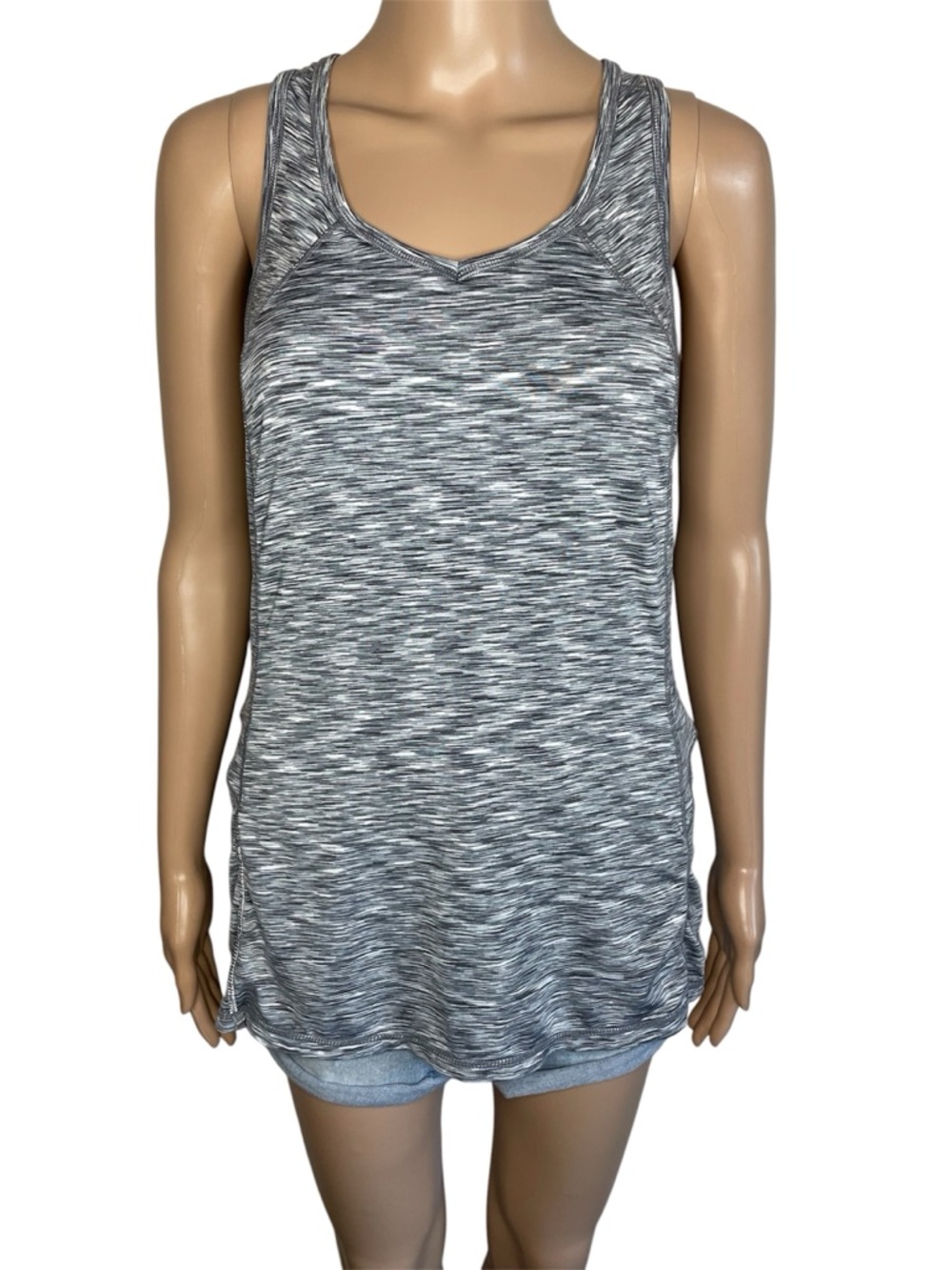 Tangerine Heather Gray Round Neck Racerback Sleeveless Athletic Tank Top